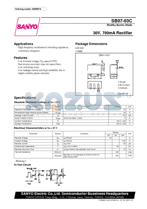 SB07-03C datasheet - 30V, 700mA Rectifier