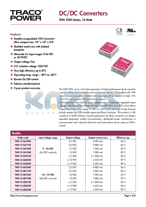 THN15-4822WI datasheet - DC/DC Converters