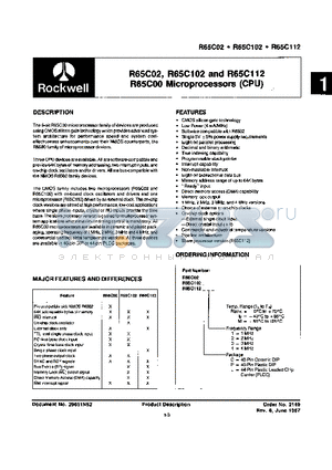 R65C02P2M datasheet - MICROPROCESSORS(CPU)