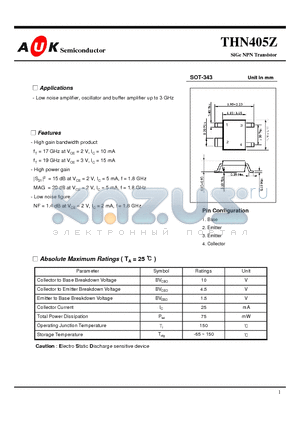 THN405Z datasheet - SiGe NPN Transistor