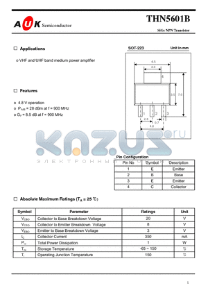 THN5601B datasheet - SiGe NPN Transistor