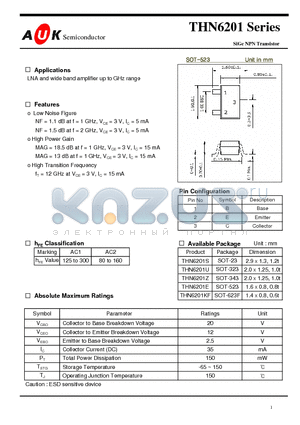 THN6201KF datasheet - SiGe NPN Transistor
