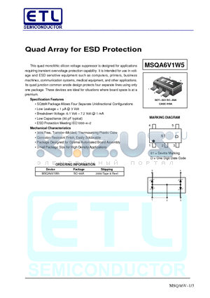 MSQA6 datasheet - Quad Array for ESD Protection