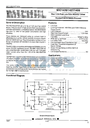 MIC1428 datasheet - Dual 1.2A-Peak Low-Side MOSFET Driver