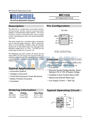 MIC1232 datasheet - lP Supervisory Circuit