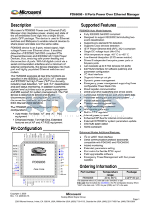 PD69008 datasheet - 8 Ports Power Over Ethernet Manager