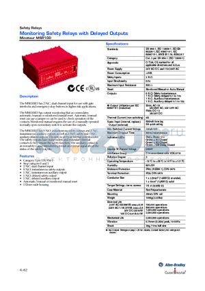 MSR10D datasheet - Monitoring Safety Relays with Delayed Outputs