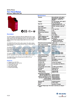 MSR125H datasheet - Two Hand Relays