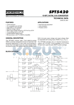 SPT5420 datasheet - 13-BIT, OCTAL D/A CONVERTER