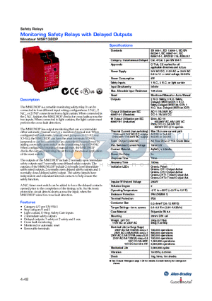 MSR138DP datasheet - Monitoring Safety Relays with Delayed Outputs