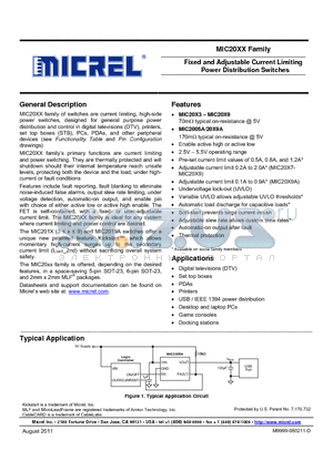 MIC2003-0.5YML datasheet - Fixed and Adjustable Current Limiting Power Distribution Switches