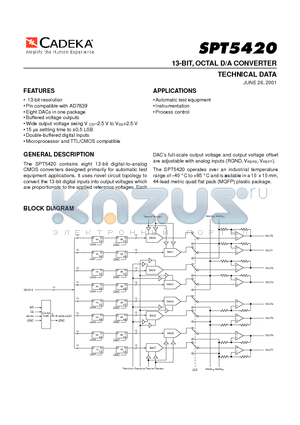 SPT5420SIM datasheet - 13-BIT, OCTAL D/A CONVERTER