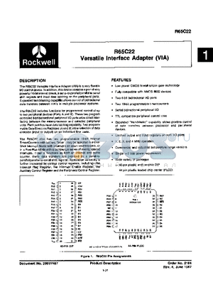 R65C22J2E datasheet - Versatile Interface Adapter (VIA)