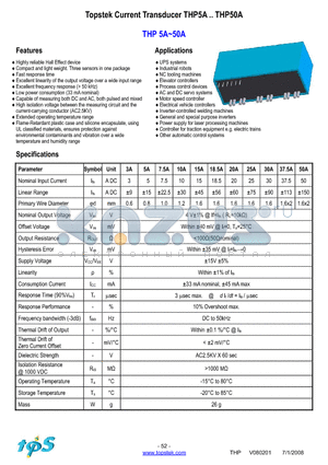 THP18.5A datasheet - Topstek Current Transducer