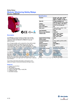 MSR220P datasheet - Modular Monitoring Safety Relays