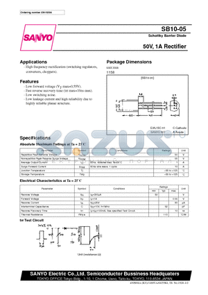 SB10-05 datasheet - 50V, 1A Rectifier