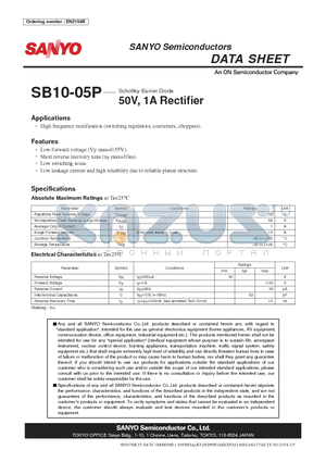 SB10-05P datasheet - 50V, 1A Rectifier