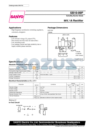 SB10-09 datasheet - 90V, 1A Rectifier