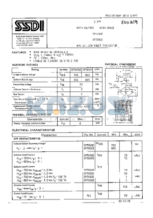 SPT6503 datasheet - HIGH VOLTAGE HIGH SPEED NPN SILICON POWER TRANSISTOR