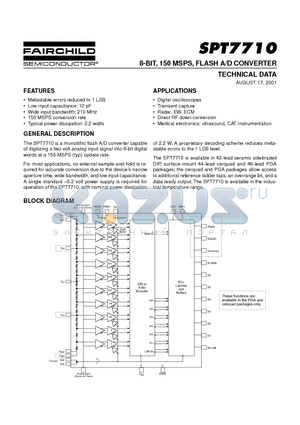 SPT7710BIQ datasheet - 8-BIT, 150 MSPS, FLASH A/D CONVERTER