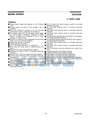 MSS0306-1 datasheet - 3 VOICE ROM