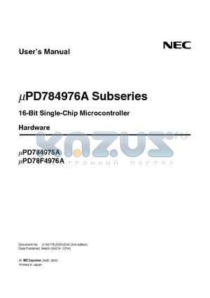 PD784976A datasheet - 16-Bit Single-Chip Microcontroller