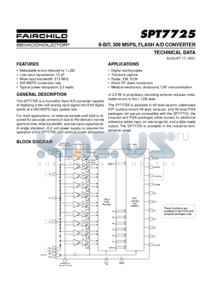 SPT7725BIG datasheet - 8-BIT, 300 MSPS, FLASH A/D CONVERTER