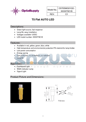 OST05WG01GD-Y5RUT5E1B datasheet - T5 Flat AUTO LED