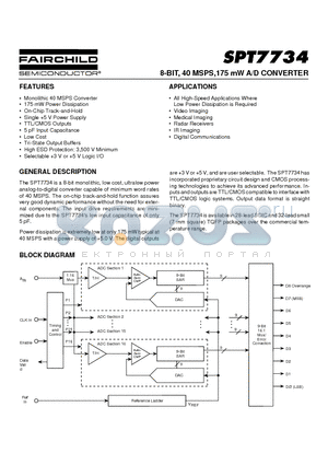 SPT7734 datasheet - 8-BIT, 40 MSPS,175 mW A/D CONVERTER