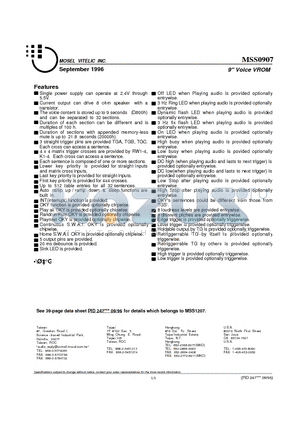 MSS0907 datasheet - 9 Voice VROM