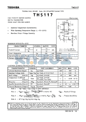 THS117 datasheet - HIGH STABILITY MOTOR CONTROL DIGITAL TACHOMETER CRANK SHAFT POSITION SENSOR