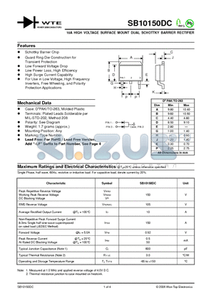 SB10150DC datasheet - 10A HIGH VOLTAGE SURFACE MOUNT DUAL SCHOTTKY BARRIER RECTIFIER