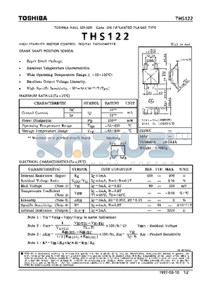 THS122 datasheet - HIGH STABILITY MOTOR CONTROL. DIGITAL TACHOMETER. CRANK SHAFT POSITION SENSOR.