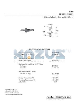 SB102 datasheet - Silicon Schottky Barrier Rectifiers