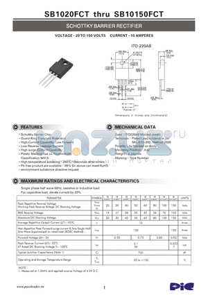 SB10150FCT datasheet - SCHOTTKY BARRIER RECTIFIER