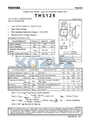 THS129 datasheet - HIGH STABILITY MOTOR CONTROL. DIGITAL TACHOMETER.