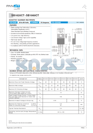 SB1020CT datasheet - SCHOTTKY BARRIER RECTIFIERS