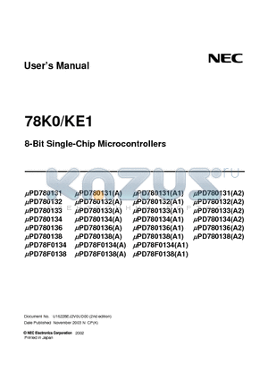 PD78F0138A1 datasheet - 8-Bit Single-Chip Microcontrollers