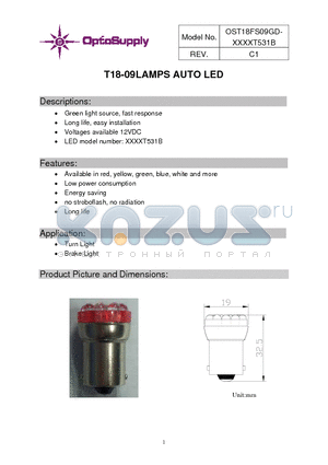 OST18FS09GD-B5YUT831A datasheet - T18-09LAMPS AUTO LED Green light source, fast response