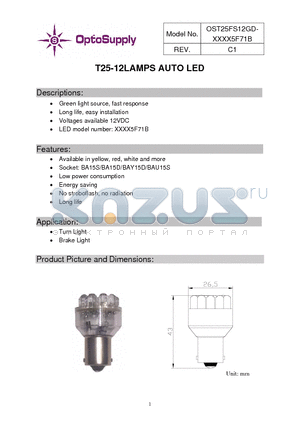 OST25FS12GD-R5RU5F71B datasheet - T25-12LAMPS AUTO LED