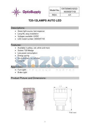 OST25WG12GD-R5RU5F71B datasheet - T25-12LAMPS AUTO LED Long life, easy installation