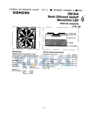 RM-64A datasheet - mask-diffused gaasp monolithic led