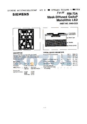RM-73A datasheet - mask-diffused gaasp monolithic led