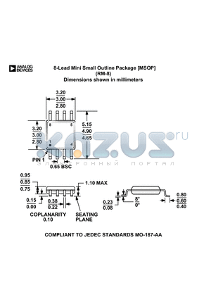 RM-8 datasheet - 8-Lead Mini Small Outline Package [MSOP] Dimensions shown in millimeters