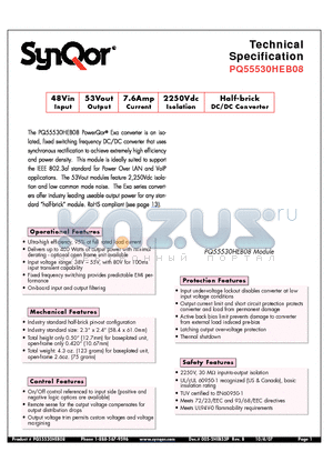 PQ55530HEA08NYS datasheet - Half-brick DC/DC Converter