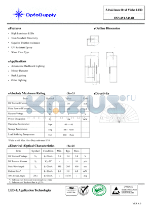 OSV4YL5451B datasheet - 5.0x4.1mm Oval Violet LED