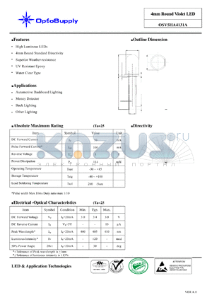 OSV5HA4131A datasheet - 4mm Round Violet LED