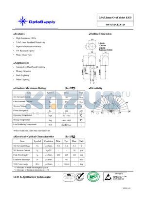 OSV5HA43A1D datasheet - 3..9x3..1mm Ovall Viiollett LED