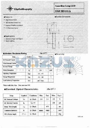 OSUB5111A datasheet - 5mm Blue Long LED