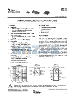 THS3115 datasheet - LOW-NOISE, HIGH-SPEED CURRENT FEEDBACK AMPLIFIERS